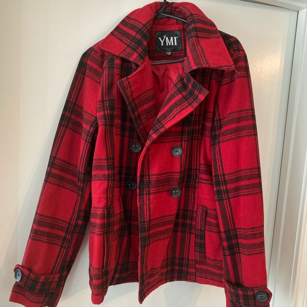 Red Plaid Winter Coat